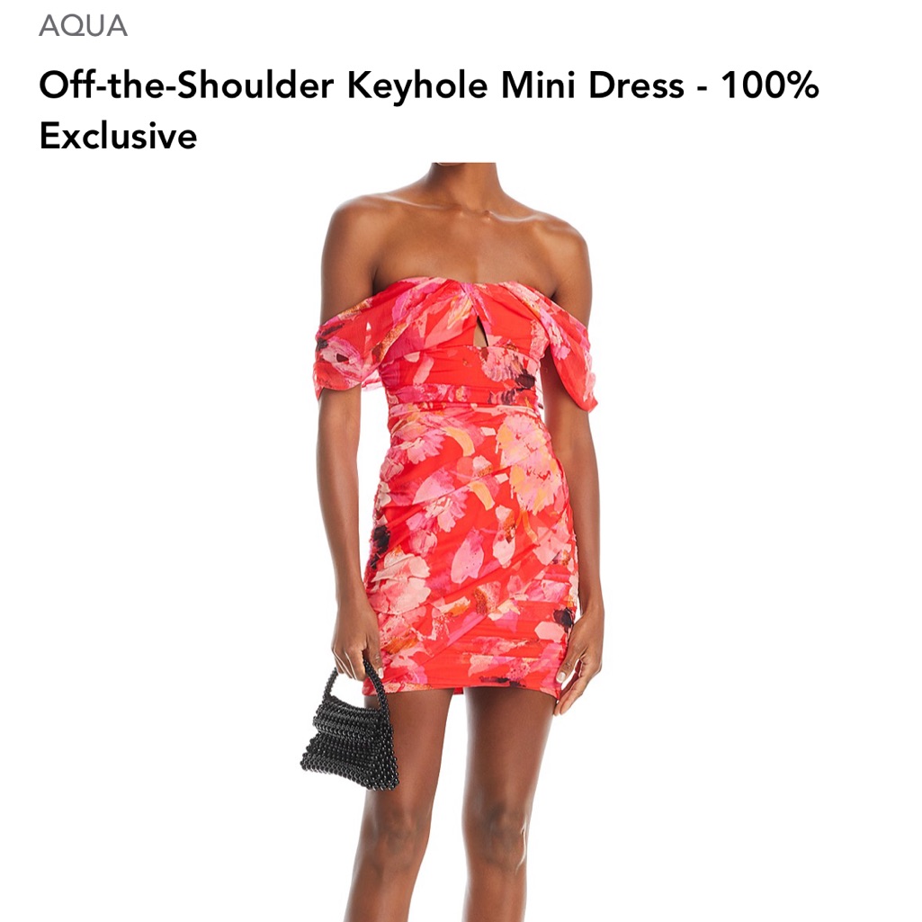 Aqua Off-The-Shoulder Keyhole Mini Dress
